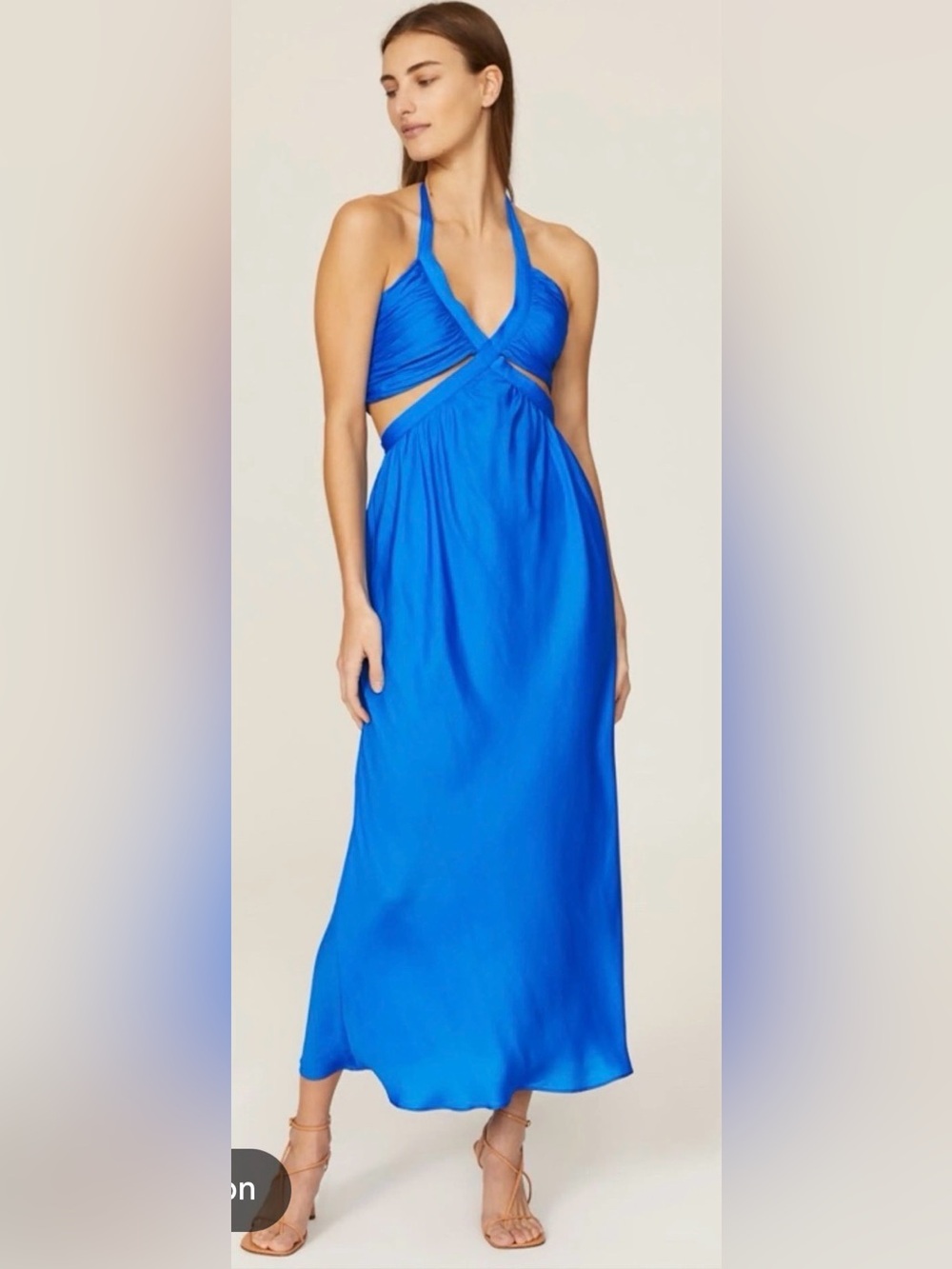 Sleek Royal Blue Backless Halter Maxi Dress